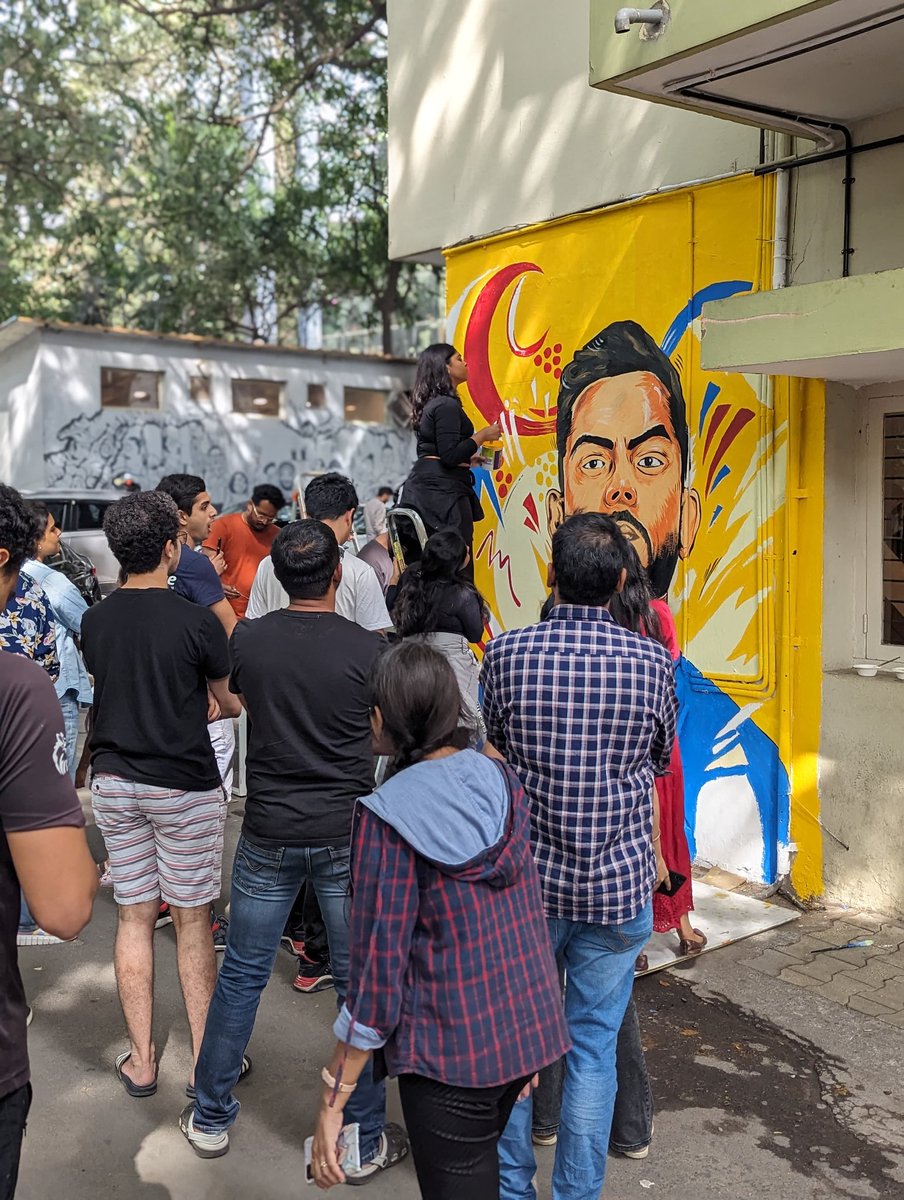 Did you catch this during the #INDvsNED match yesterday?

Well that young girl from Bangalore, and multiple other cric fans came together and made a Wall as their Canvas! And you'll find them on creatibeeti on Instagram!