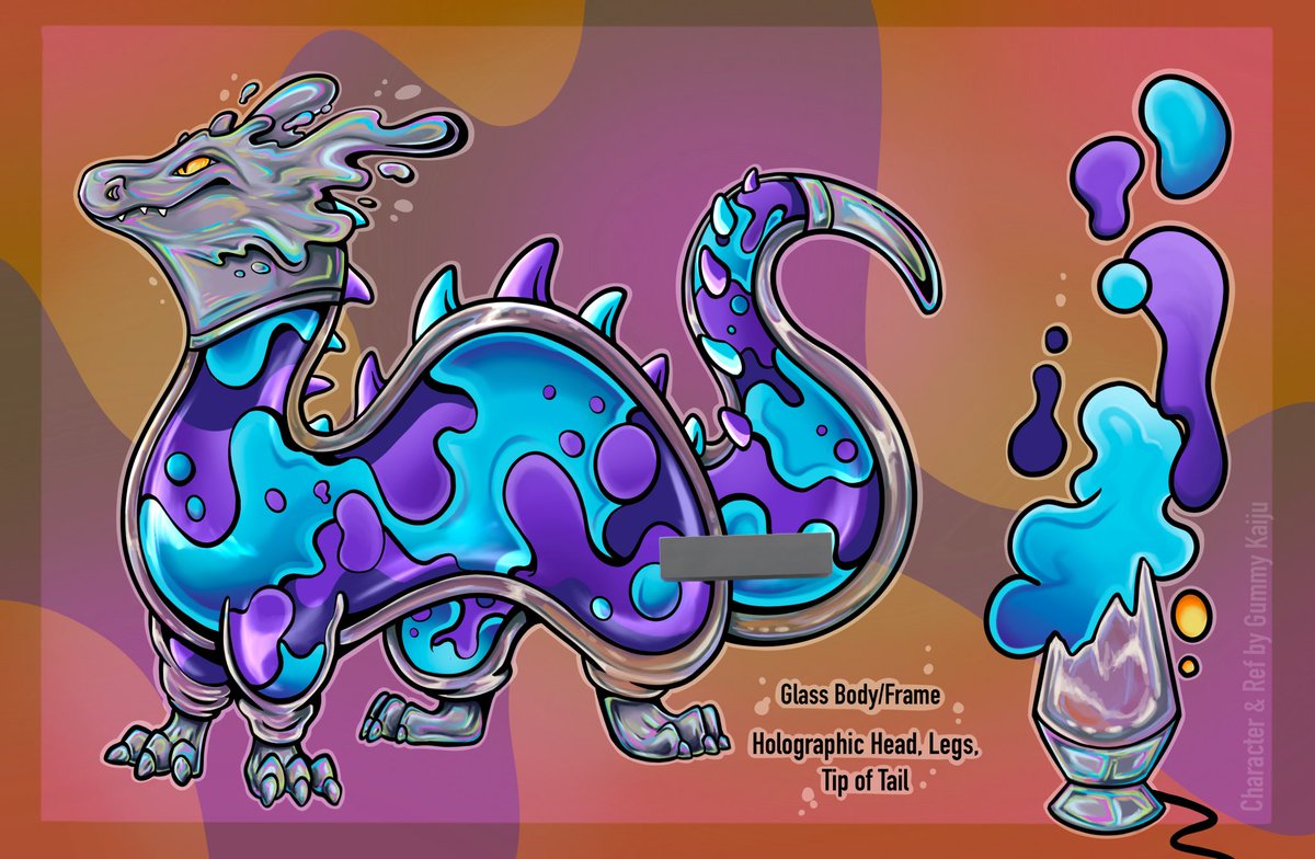 GummyKaiju's tweet photo. If you like dragons, what better than a bubbling, hot lava lamp dragon? To keep you warm AND to help you see in the dark. 😋

Custom character design for @dragonnbitess ! 💫 https://t.co/YZss6xe2jK