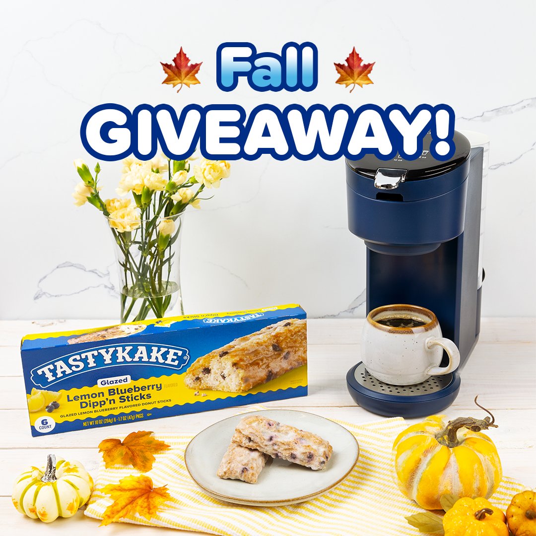 Tastykake's tweet image. 🍂 #GIVEAWAY 🍂 This fall, we want to make sure you’re sipp’n while you’re dipp’n. ☕ To enter, make sure you're following us, like this post, and comment your favorite coffee flavor for the chance to win an instant coffee maker, and Lemon Blueberry Flavored Dipp'n Sticks. 🙌