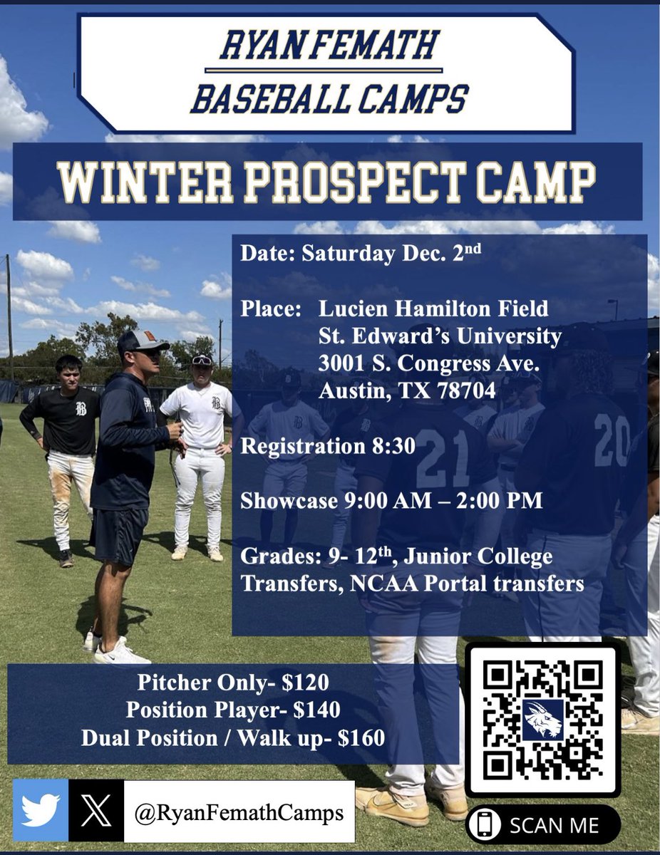 Ryan Femath Baseball Camps (@ryanfemathcamps) on Twitter photo Registration is now open, don’t miss out on your opportunity to come see us here on the Hilltop. #FearTheGoat <a href="/SEUBaseball/">St. Edward's Baseball</a> <a href="/CoachFlores09/">Jeremy Flores</a> <a href="/RRoyalL16/">Ransom LaLonde</a>
ryanfemathbaseballcamps.com Registration is now open, don’t miss out on your opportunity to come see us here on the Hilltop. #FearTheGoat <a href="/SEUBaseball/">St. Edward's Baseball</a> <a href="/CoachFlores09/">Jeremy Flores</a> <a href="/RRoyalL16/">Ransom LaLonde</a>
ryanfemathbaseballcamps.com