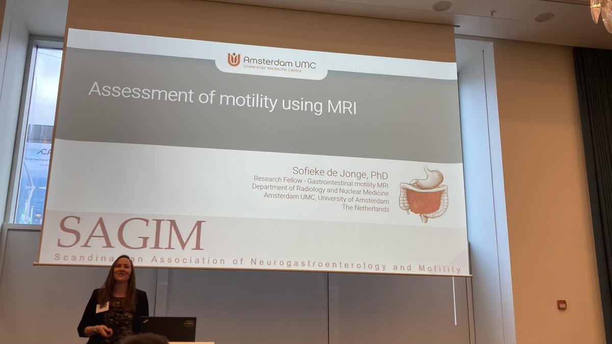 sofiekedejonge's tweet photo. Last Friday at the #SAGIM meeting in Copenhagen I spoke about the future of motility MRI in neurogastroenterology, a very promising area in the field. 

@amsterdamumc @esnm_eu @my_ueg #bowel #motility #bowelmotility #mri #innovation #research #science #radiology #Gastroenterology https://t.co/dA9Hv8986O