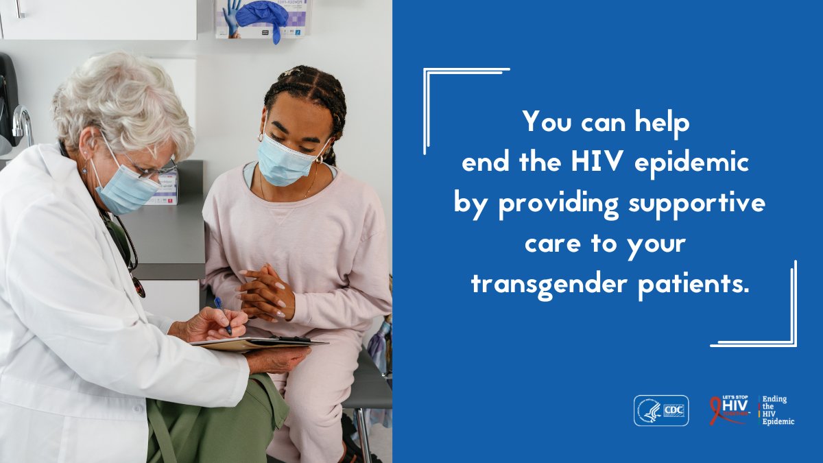 CDC_HIV's tweet photo. Providers: Many transgender people face  barriers to accessing health care.  You can help by providing welcoming and supportive HIV prevention and care services.

Visit HIV Nexus to learn about patient-centered strategies for care. https://t.co/fO3BKO4WIZ 

#TransAwarenessWeek https://t.co/Rxt0rhU1Zx
