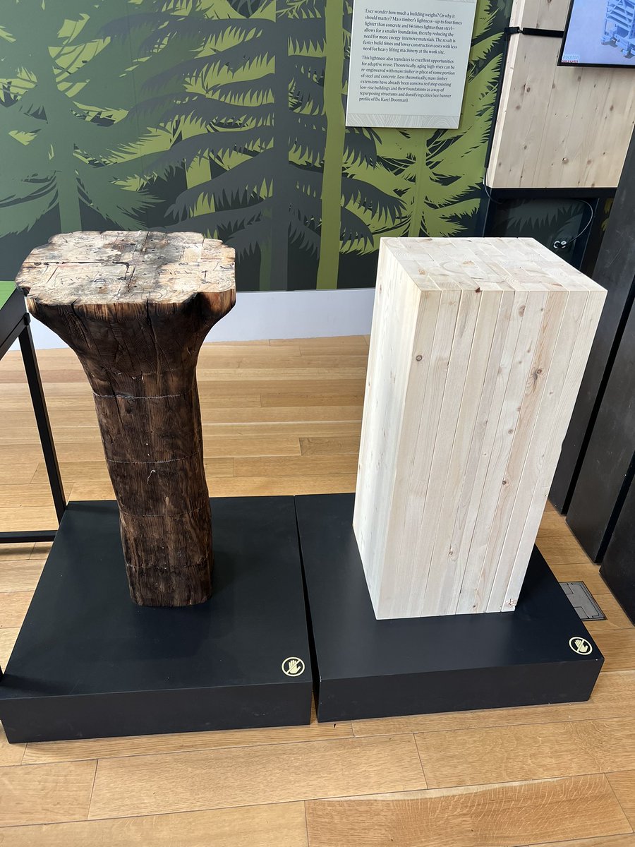 amyliztweets's tweet photo. Mass timber column (right) after three hours of fire (left) - still load bearing. https://t.co/42l9v49SUz