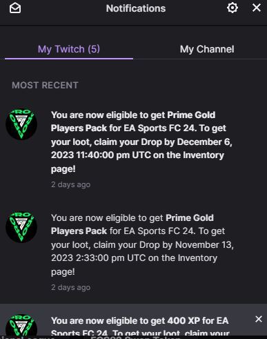 EA Help on X: New EA SPORTS FC™ 24 Twitch Drops are out now. If you  haven't claimed one before, look for a notification on Twitch like the one  below. Can't find