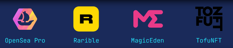 Another productive day!

Just added support for <a href="/openseapro/">OpenSea Pro</a>, <a href="/rarible/">Rarible</a>, <a href="/MagicEden/">Magic Eden 🪄</a> and <a href="/tofuNFT/">tofuNFT📛The largest multichain NFT marketplace</a> incase you prefer any of them over the UI of <a href="/opensea/">OpenSea</a> :D