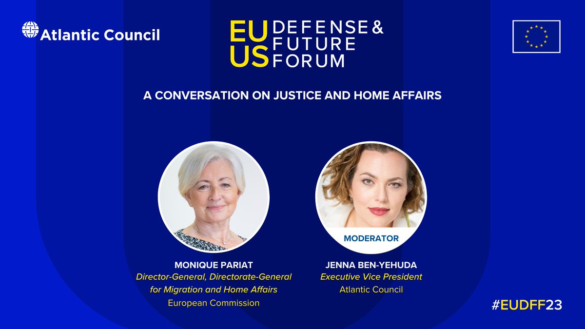 Nov 14 | Stay for a conversation on Justice and Home Affairs with Director General for Migration and Home Affairs Monique Pariat at @EUHomeAffairs at @EU_Commission with @jenna_dc. 🇪🇺🤝🇺🇸 @EUintheUS #EUDFF23