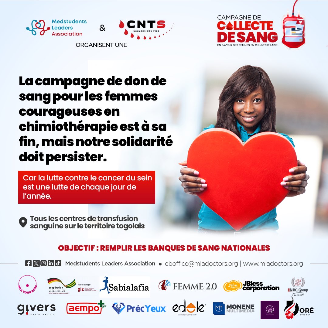 Votre générosité a été la lueur d'espoir qui a illuminé leur chemin dans cette bataille contre le cancer du sein.
Merci aux partenaires <a href="/aemptg/">AEMPO-TOGO</a> <a href="/EmpowerLadiestg/">Empower Ladies 🇹🇬</a> <a href="/Femme2_0/">Femme2.0</a> <a href="/group_nrg/">NRG group</a> <a href="/JblessCorp/">Jbless Corporation</a> <a href="/CabinetPrecyeux/">Cabinet PrécYeux à Klikamé📍</a> <a href="/edoleafrica/">Edole Africa Group</a> <a href="/sirop_or/">siropd_or</a> #MoneneMultimedia #GizTogo ..

#DonDeSangMla