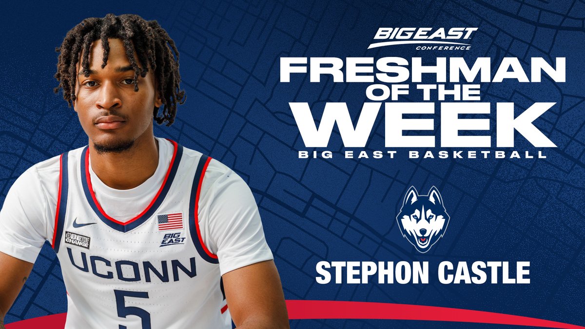 BIGEASTMBB's tweet photo. Preseason Freshman of The Year ➡️ Freshman Of The Week

@StephonCastle | @UConnMBB https://t.co/gbXiDX8kcY