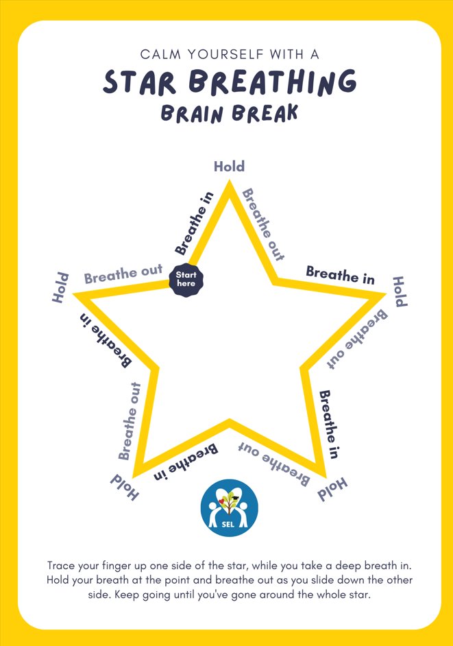 Let's practice STAR Breathing this Mindful Monday! ⭐️🧠😌 #SELmatters #SEL #mindfulness