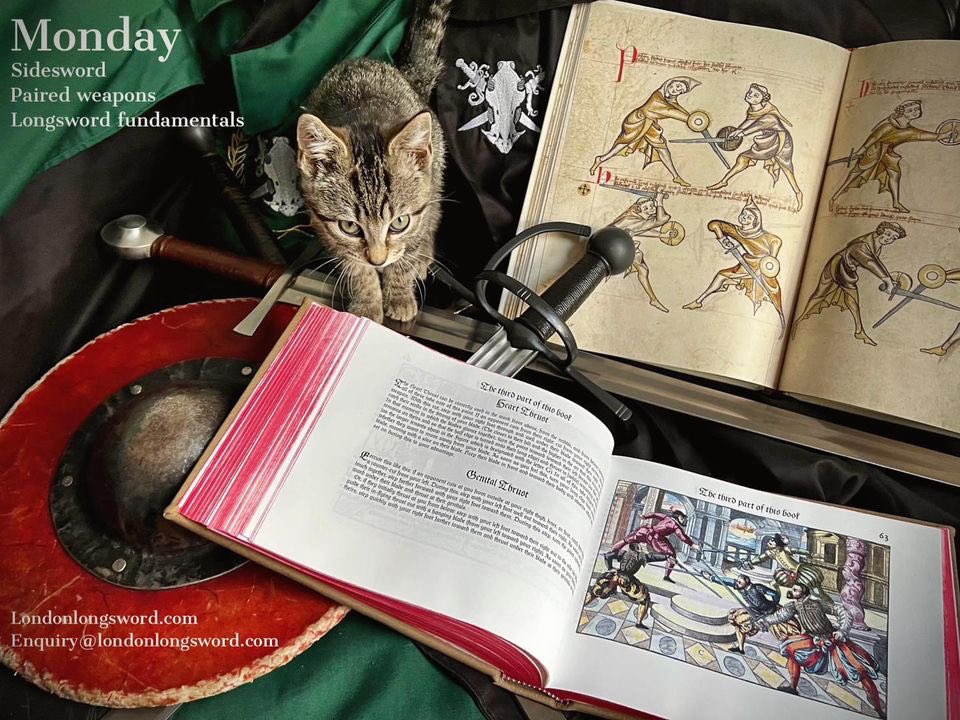 LondonLongsword's tweet photo. Monday Monday!
Vulgar Sidesword:Meyer, Mair and Marozzo.
Paired weapons, freeplay and fencing with sword and companion
Join us
https://t.co/bMyLS9S6Wa
Enquiry@londonlongsword.com
#rapier #learnswordfighting #kitten #cats #londonlongswordacademy #londonlongswordfamily #i33 https://t.co/8ru8jLxzfq
