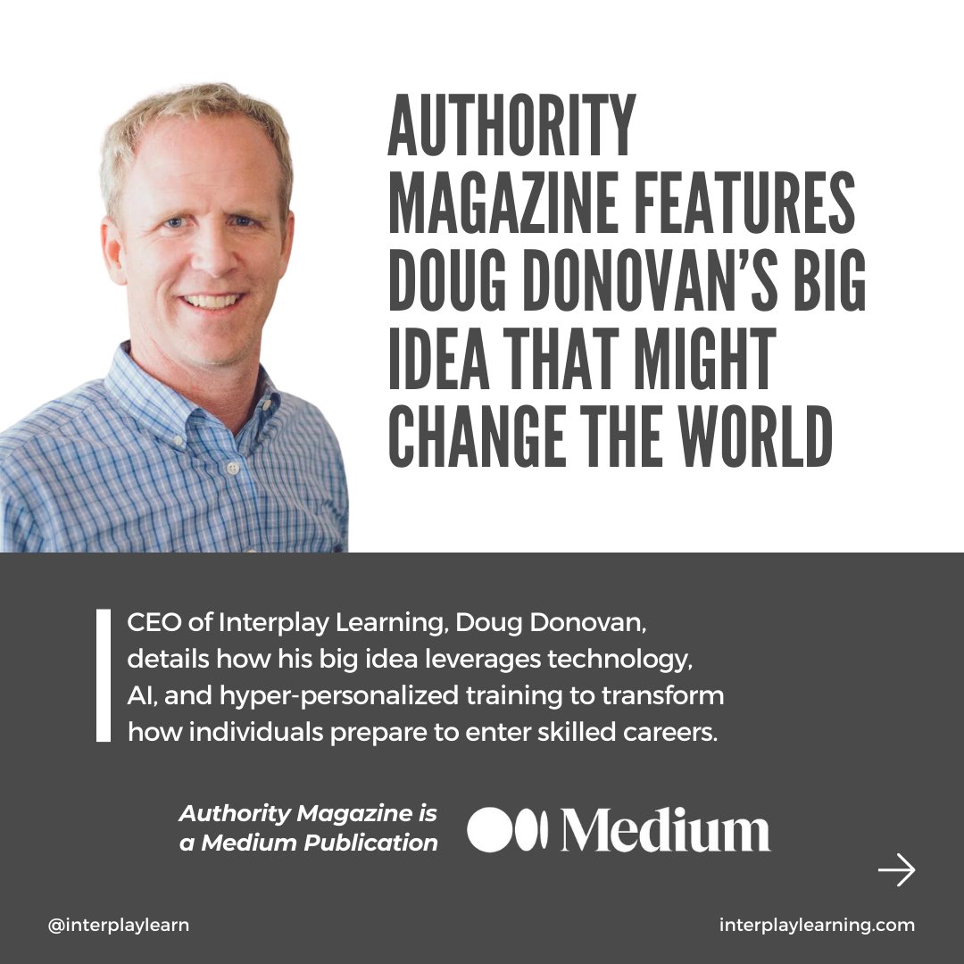 InterplayLearn's tweet image. Doug Donovan explores a transformative big idea that leverages technology, AI, simulations, and virtual reality to create hyper-personalized training experiences that open new learning and career paths. bit.ly/46c7a9l