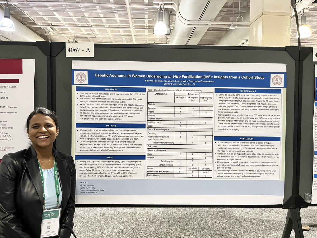 Elliot Tapper (@ebtapper) on Twitter photo Hepatic adenomas are caused by and grow in response to estrogen excess
Clinical question: what happens during IVF?
Answer: poster from <a href="/reguram_reshma/">Reshma Reguram</a> at #tlm23 Hepatic adenomas are caused by and grow in response to estrogen excess
Clinical question: what happens during IVF?
Answer: poster from <a href="/reguram_reshma/">Reshma Reguram</a> at #tlm23