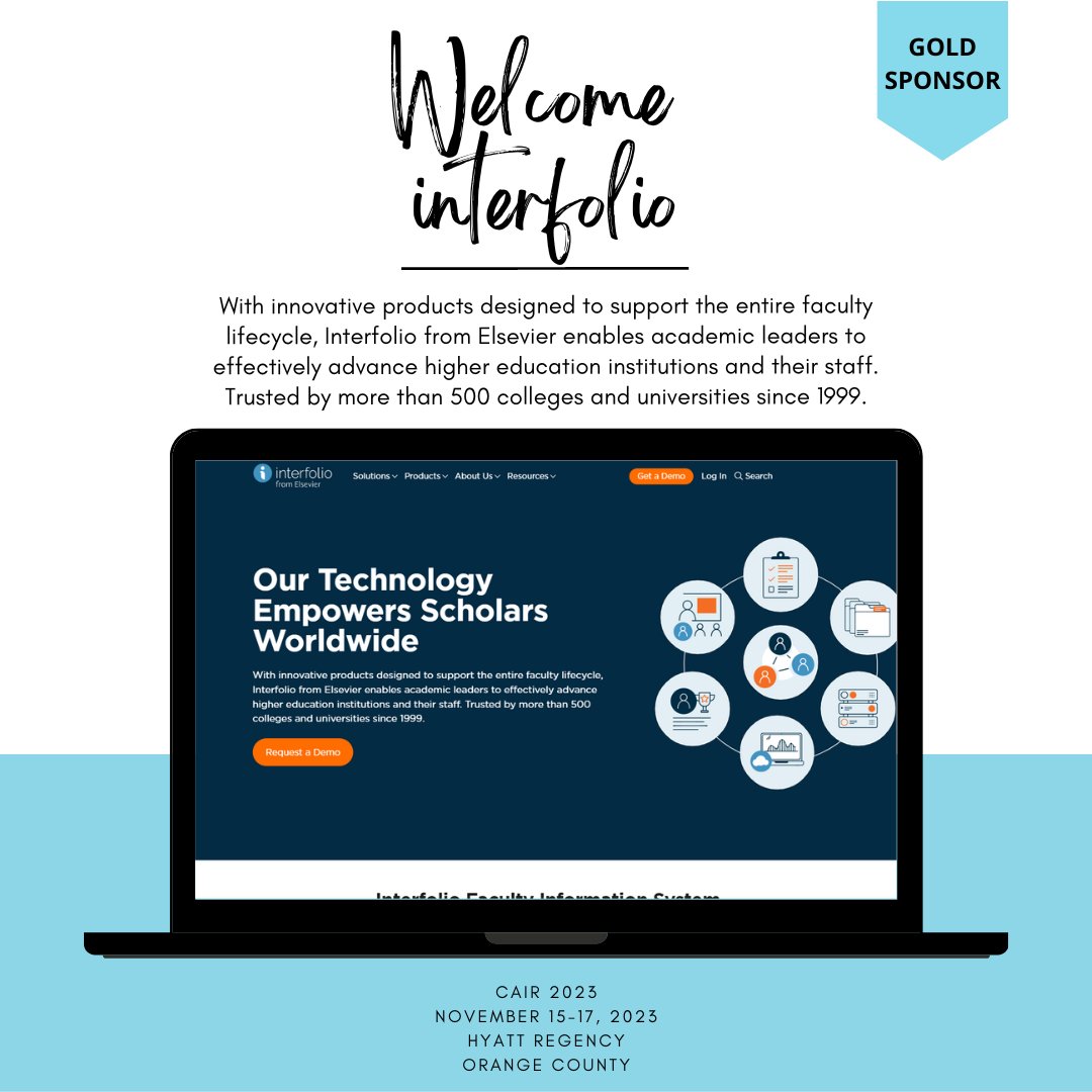 CAIR_Org's tweet image. #CAIR2023 welcomes Interfolio to Orange County for its annual conference. #GoldSponsor #IRWaterCooler #institutionalresearch #data #datafam #highered