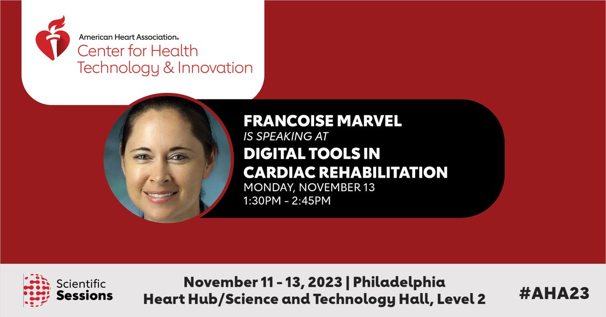 Upcoming talks by @SethShayMartin and @DoctorMarvelMD at #AHA23 in the “Digital Tools in Cardiac Rehabilitation” session! Join to see our @CorrieHealth innovation showcase. @American_Heart @AHAScience @hopkinsheart @HopkinsMedicine @CiccaroneCenter @heartmaryland