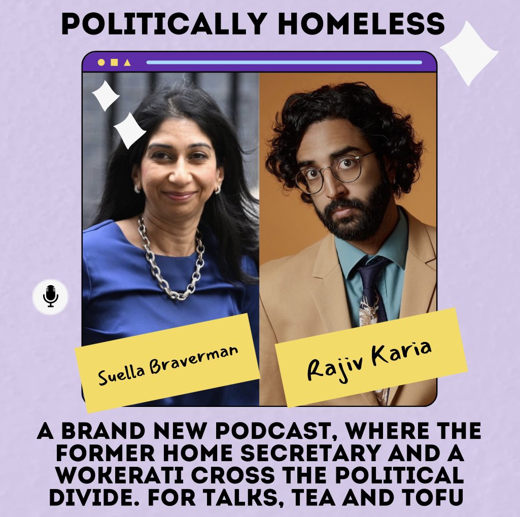 NEW PODCAST ALERT! Suella and I are thrilled to announce the early launch of our brand new podcast! Politically Homeless is a welcome return to a more tolerant political discussion, a kinder environment where guests can speak their minds without fear of cancellation.