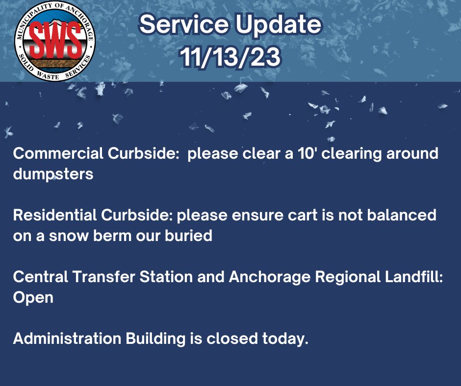 SWS is on the streets today, and facilities are open, the Administration building is closed. We are in this together. Please share