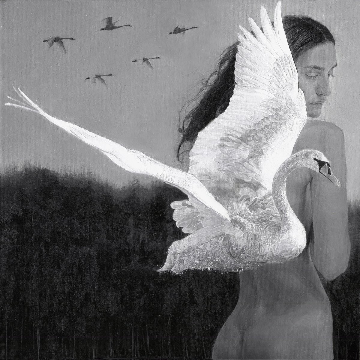 "𝘓𝘦𝘥𝘢 𝘢𝘯𝘥 𝘛𝘩𝘦 𝘚𝘸𝘢𝘯"

Artist: <a href="/voplividchau/">Chernaya Rechka</a>

Antiquity is always a point of return and every time a new beginning. Leda is the ancestor of the Beautiful, the mother of Helen of Troyan, perceived by me as the Virgin Mary from the consciousness of the ancient Greek: