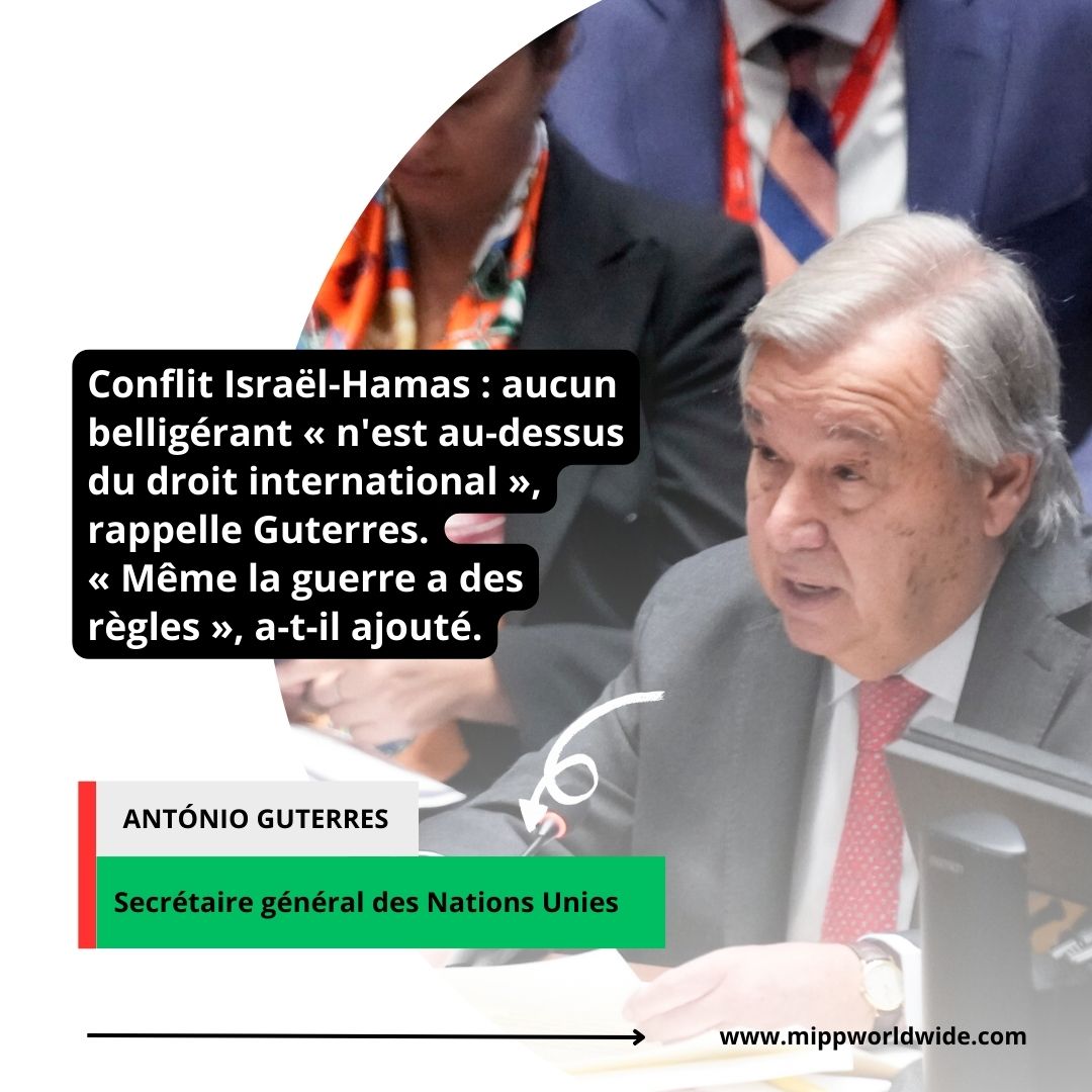 MippWorldwide's tweet photo. Conflit Israël - Hamas : aucun belligérant "n'est au dessus du droit international", rappelle Guterres.

"Même la guerre a des régles", a-t-il ajouté.

#onu #nationsunis #IsraelPalestineWar #mipp https://t.co/rmwjKPt5G5