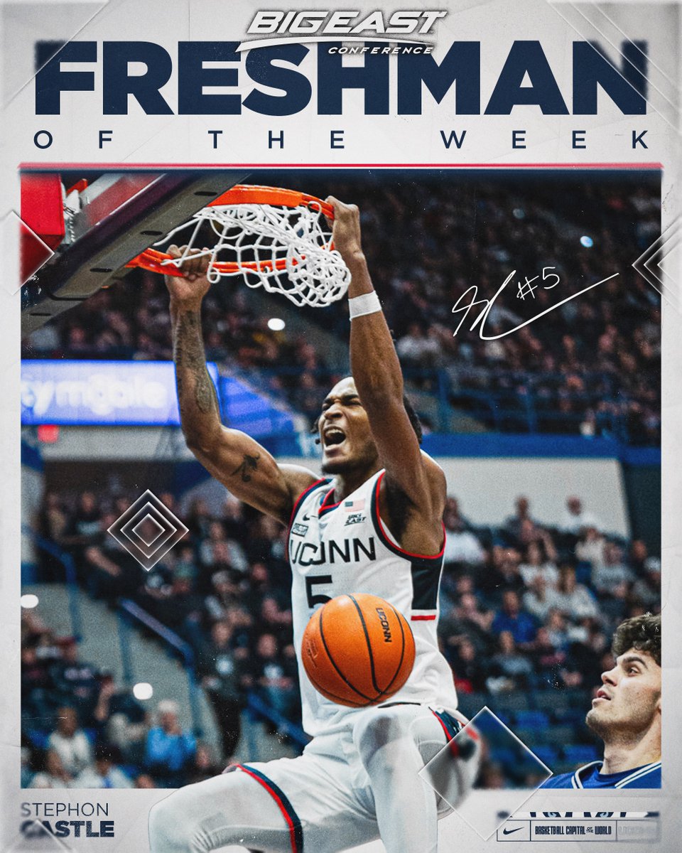 Stephon Castle is your <a href="/BIGEAST/">BIG EAST Conference</a> Freshman of the Week 🔥