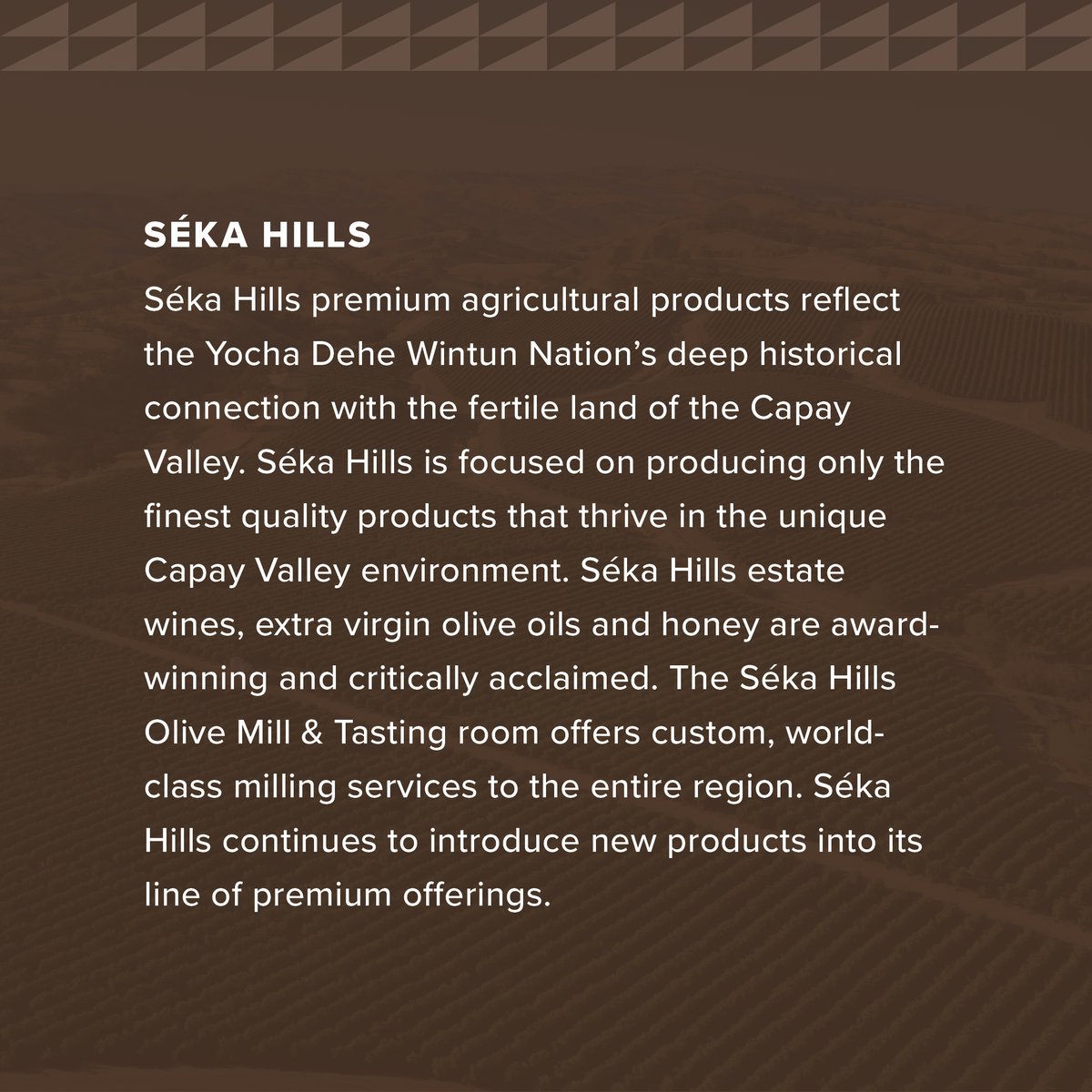 Since time immemorial, our people have tended the land in Capay Valley, protecting plant and animal species, and preserving environmental balance. The YDWN owns one of the most diverse farming operations in Yolo County and is one of a few tribes with expanding agriculture in CA.