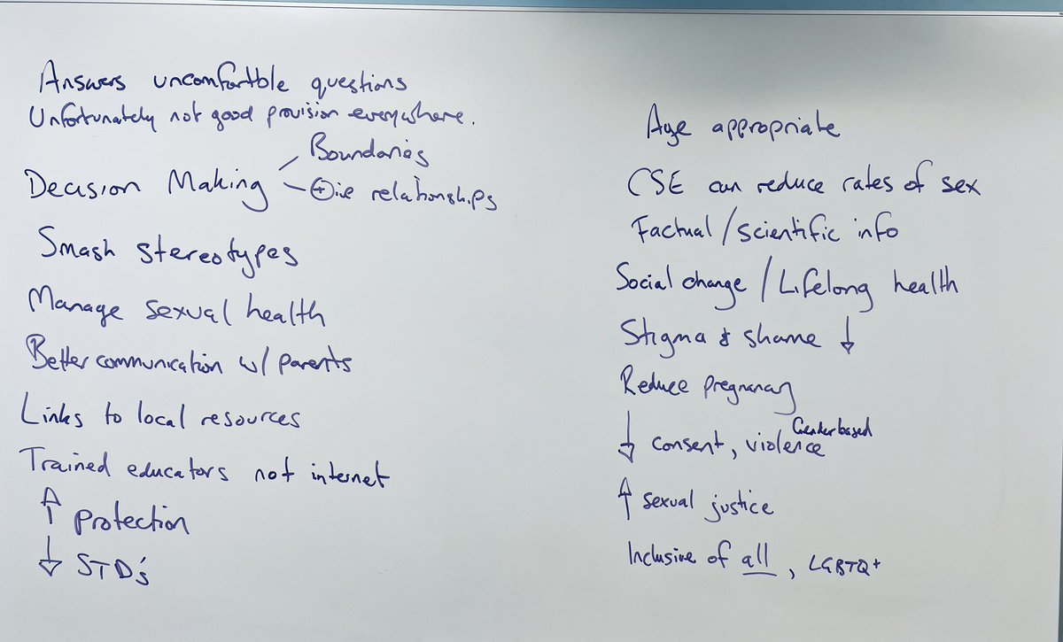 Students did this activity today. Here are some of the reasons they found in support of comprehensive sexuality education.