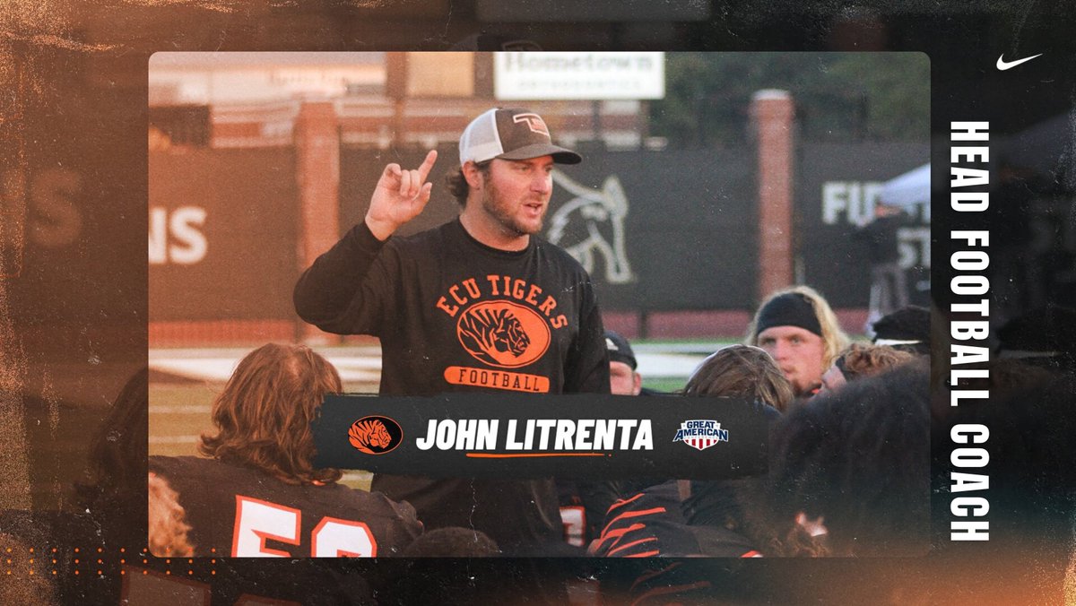 Interim tag removed, <a href="/LitrentaJohn/">John Litrenta</a> named Head Football Coach!

📰➡️ ecutigers.com/news/2023/11/1…

#GoTigers x #TigerTerritory