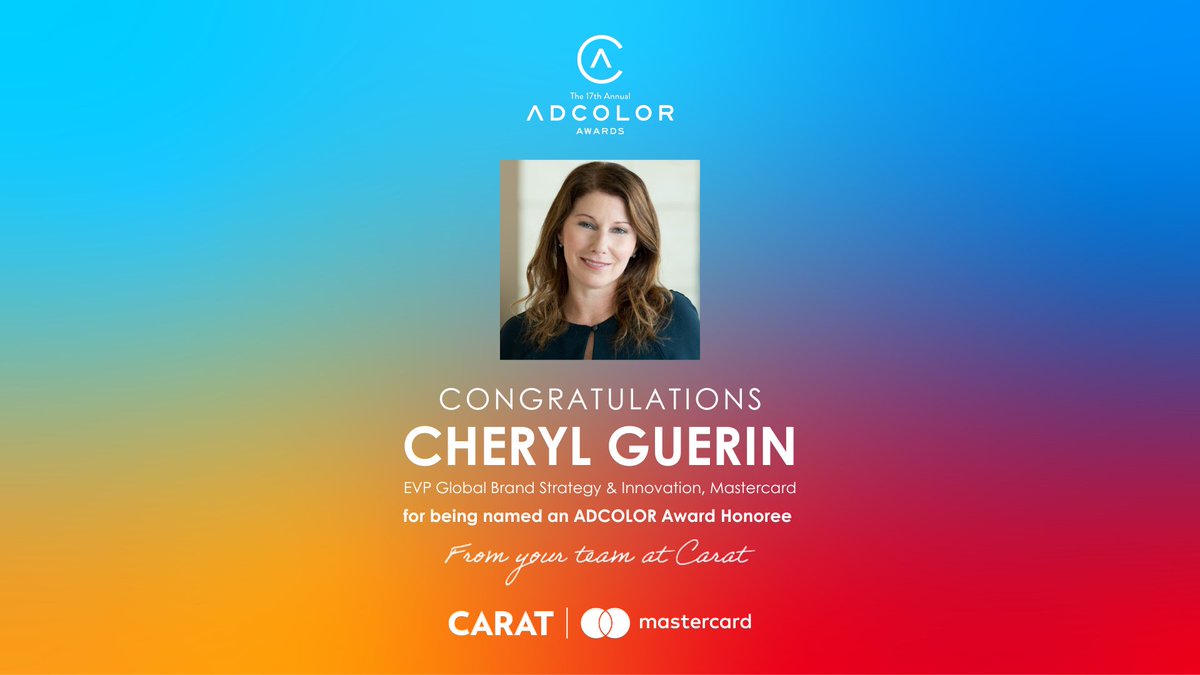 Congratulations Cheryl Guerin on being recognized as a Catalyst Honoree for the 2023 ADCOLOR Awards! We are honored to work with a passionate leader who continues to define how brands can make a difference. <a href="/Mastercard/">Mastercard</a> adcolor.org/awards/#:~:tex….