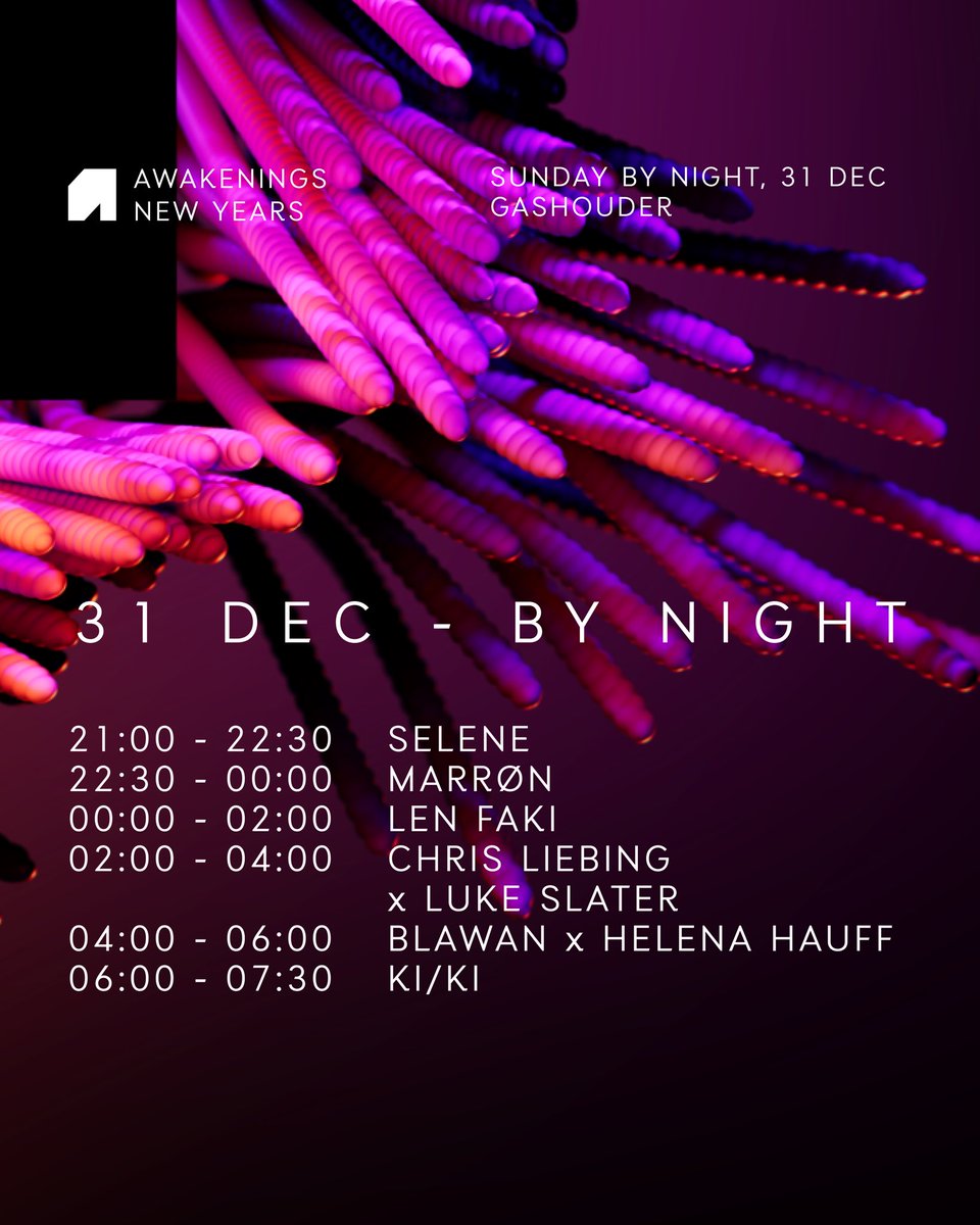 The Awakenings New Year's timetables are here! It's time to plan your ultimate techno marathon to end this year the right way! Don’t snooze on this one 💥 Get your tickets now

Tickets: awak.enin.gs/3FbiHL3