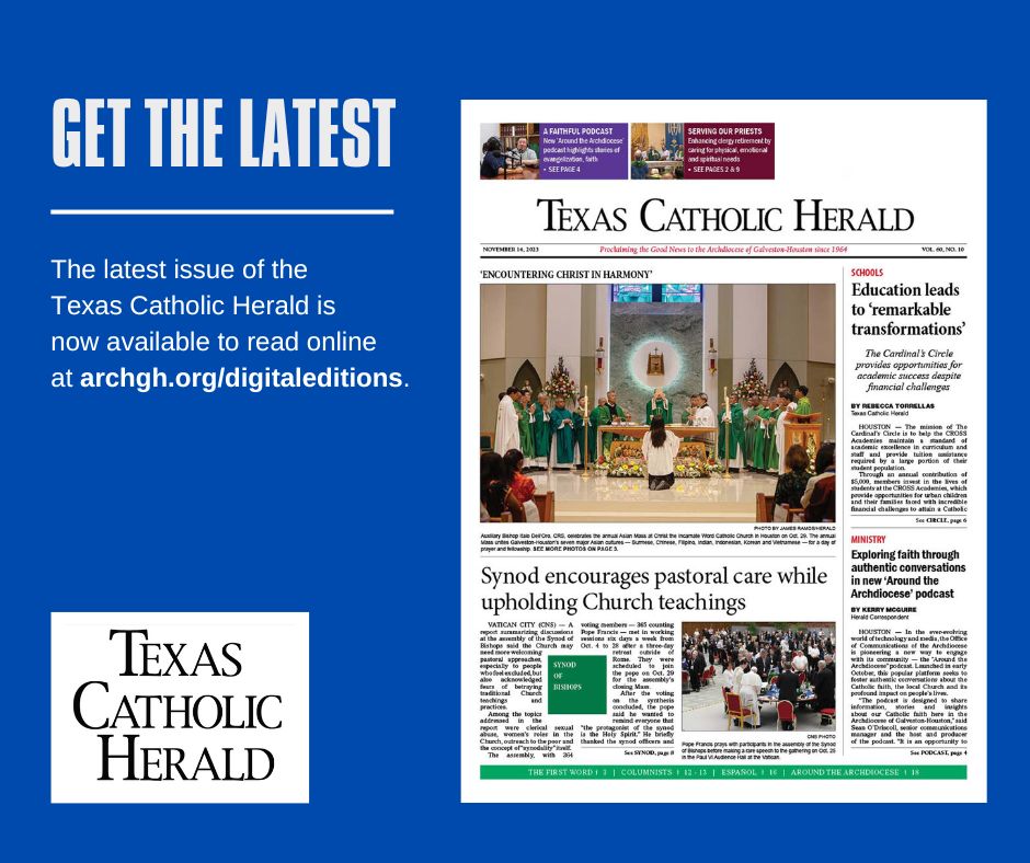 TexasCathHerald's tweet photo. 💡 The latest issue of the #TexasCatholicHerald is now available! 

In this edition, learn about the new @archgh podcast, the Cardinal's Circle, Black Catholic history and more.   

📍 Read it online at https://t.co/orSMB2JFps.

#CatholicNews #CatholicTwitter https://t.co/NcDsvppsr2