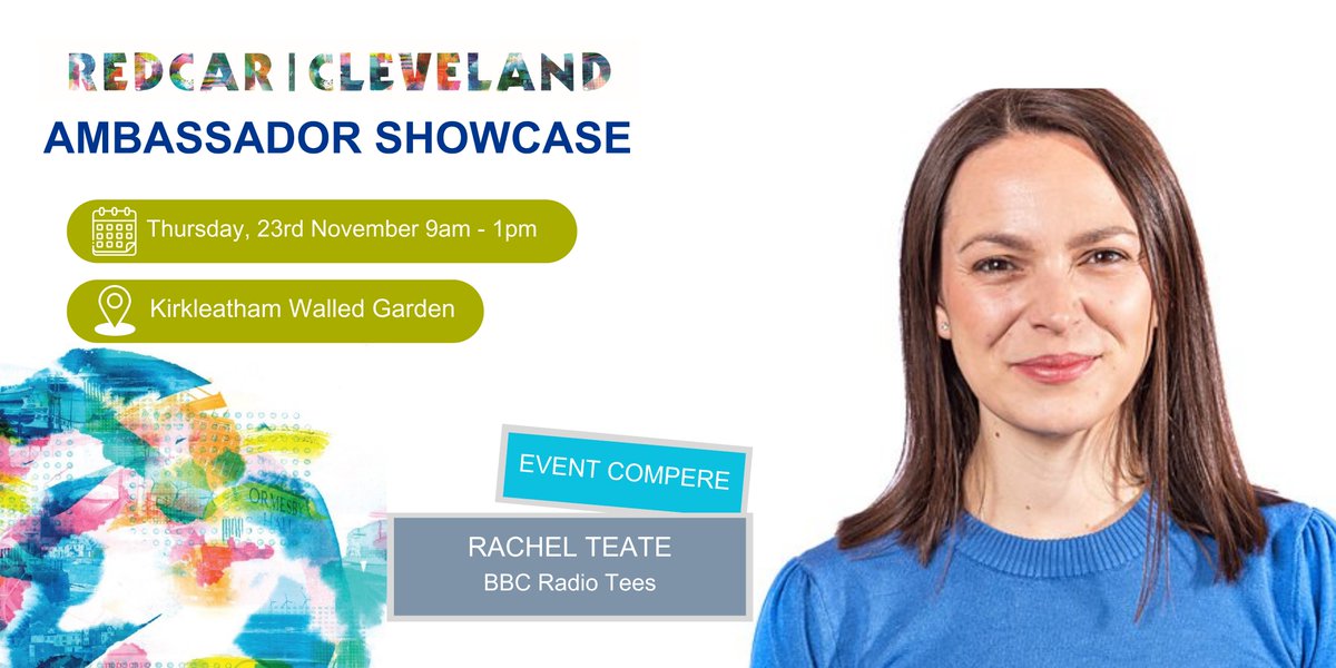 Redcar | Cleveland Ambassadors (@rcambassadors) on Twitter photo We're delighted to welcome back <a href="/RachelTeate/">RachelTeate</a>, from <a href="/BBCTees/">BBC Tees</a>, as the host of our panel discussions at the #RedcarCleveland Ambassador Showcase on 23 Nov at <a href="/KirkleathamWG/">Kirkleatham Walled Garden</a>. 🎤
Event booking here: eventbrite.co.uk/e/redcar-cleve… We're delighted to welcome back <a href="/RachelTeate/">RachelTeate</a>, from <a href="/BBCTees/">BBC Tees</a>, as the host of our panel discussions at the #RedcarCleveland Ambassador Showcase on 23 Nov at <a href="/KirkleathamWG/">Kirkleatham Walled Garden</a>. 🎤
Event booking here: eventbrite.co.uk/e/redcar-cleve…