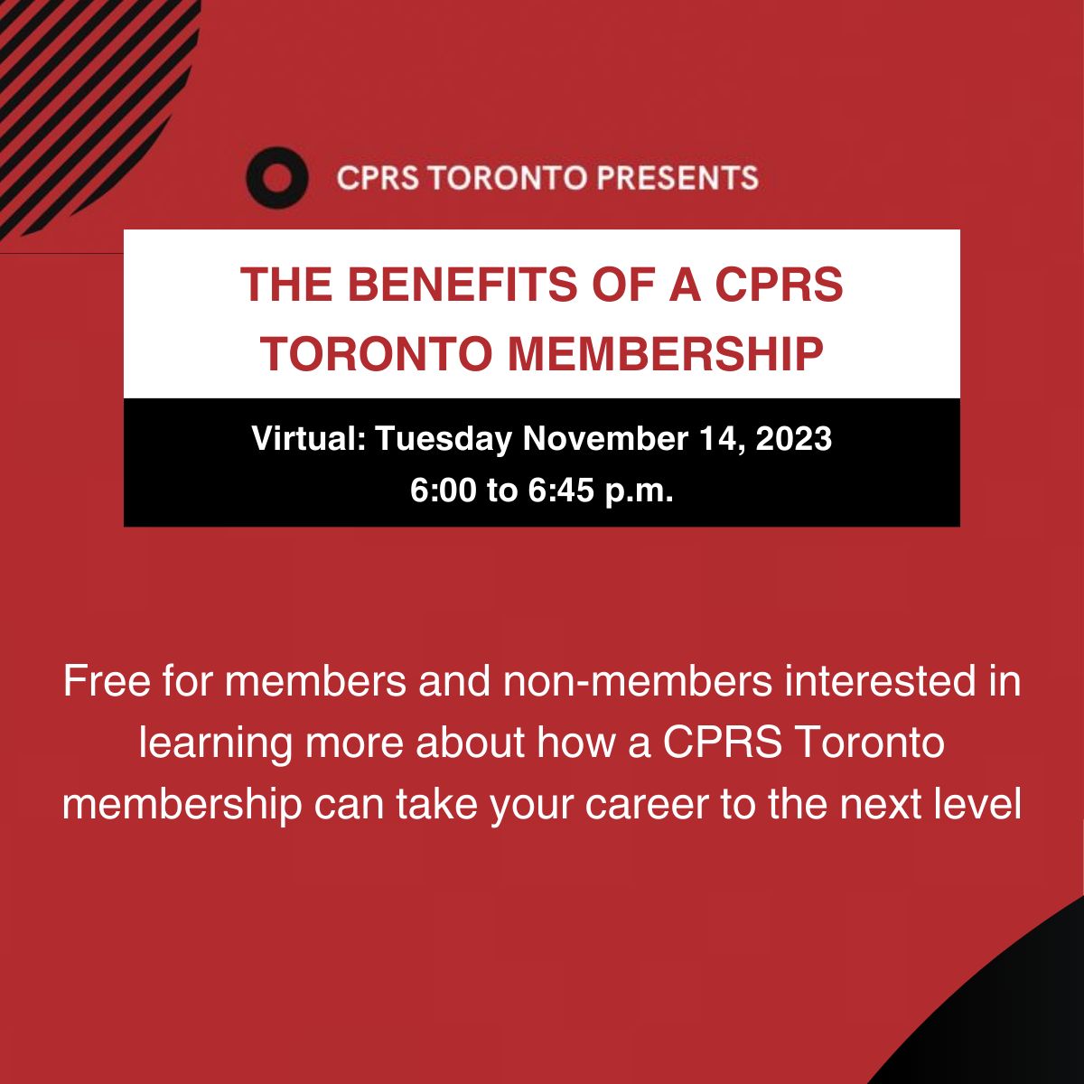 From professional development and networking events to access to mentorship opportunities, a CPRS membership is an incredible tool to help you elevate your #publicrelations career!

Click here to register for our membership webinar, taking place tomorrow: guestlist.co/events/761709