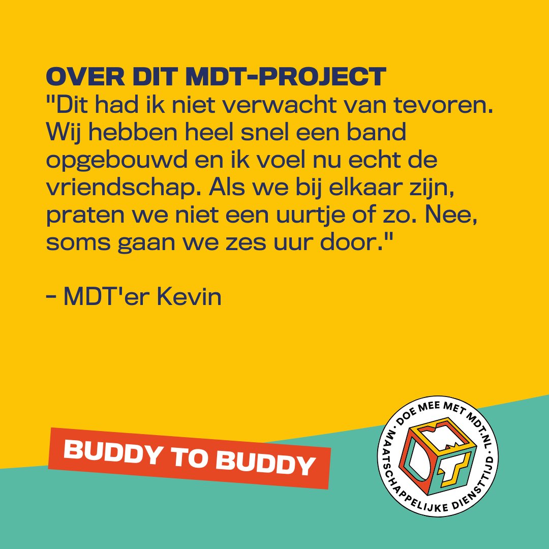 Bij #MDT-organisatie #BuddytoBuddy leren #jongeren over andere culturen, creëren ze een samenleving die iedereen betrekt en laten ze vluchtelingen minder eenzaam voelen. 🌍👉 Lees meer: doemeemetmdt.nl/projecten/budd…