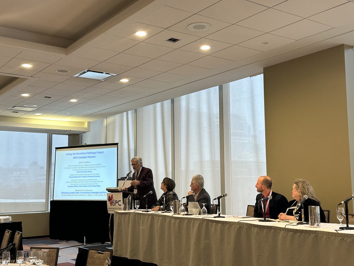 This morning, Dr. John Holdren provided an overview of the main goals of the #PermafrostPathways project at #CSPC2023. Achieving these goals requires extensive interaction with other researchers and Indigenous, regional, & national leaders from across Arctic nations.