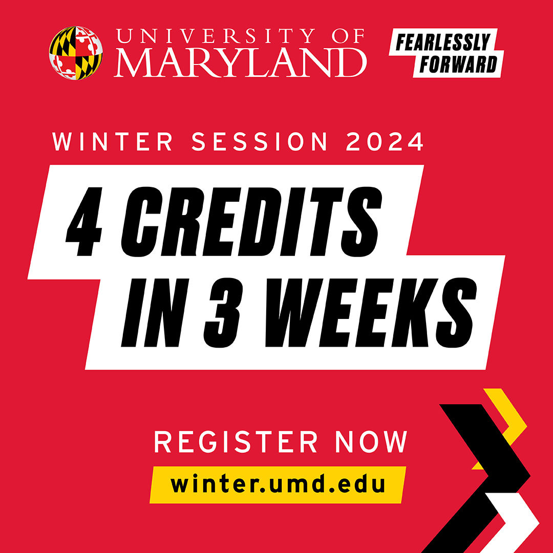Keep learning in January! Get one step closer to your degree and lighten your spring course load. Register for Winter Session at UMD today: winter.umd.edu. #FearlesslyUMD
