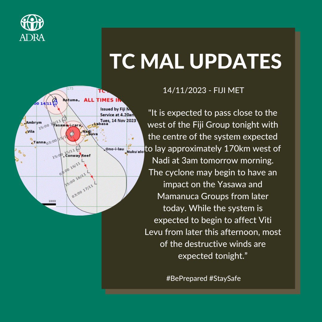 📌 Latest Weather Updates - Released at 5am by <a href="/FijiMet/">Fiji Meteorological</a> ‼️

The current projections indicate that it is going to be a Category 2 system, but on the high end of this scale. 

⏹️ Full Report ⬇️

🔗 facebook.com/10006478236390…