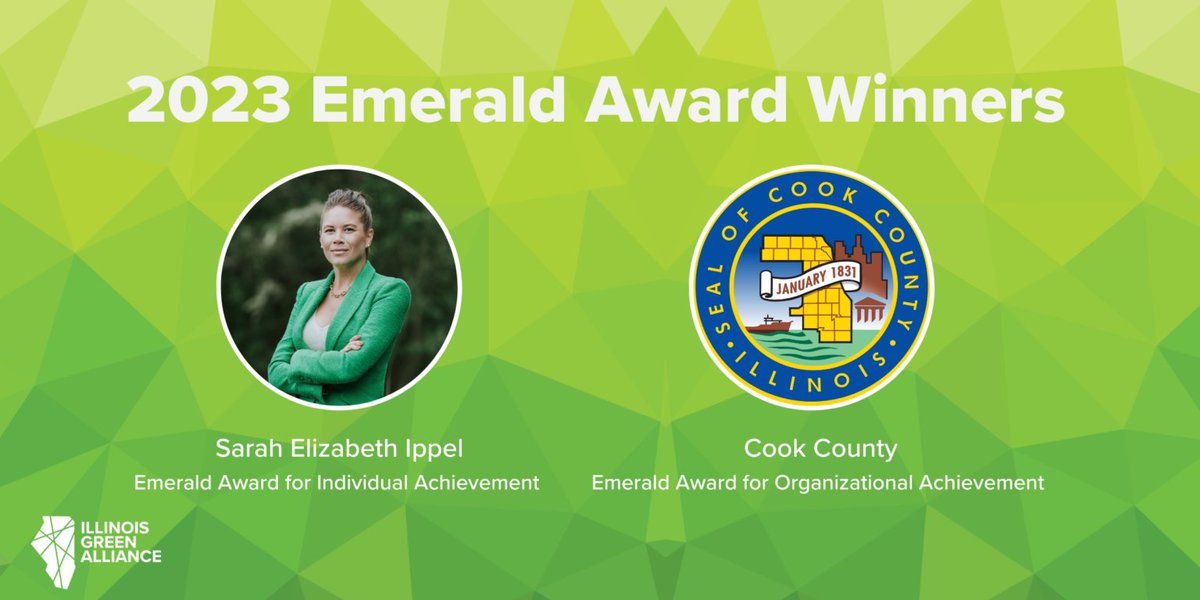 We are so proud that <a href="/cookcountygov/">Cook County Government</a> is the 2023  <a href="/ilgreenalliance/">Illinois Green Alliance</a> Emerald Award for Organizational Achievement recipient.

The Clean Energy Plan and investments with ARPA funds are major avenues to achieve our commitments to improve the health and resiliency of Cook County.