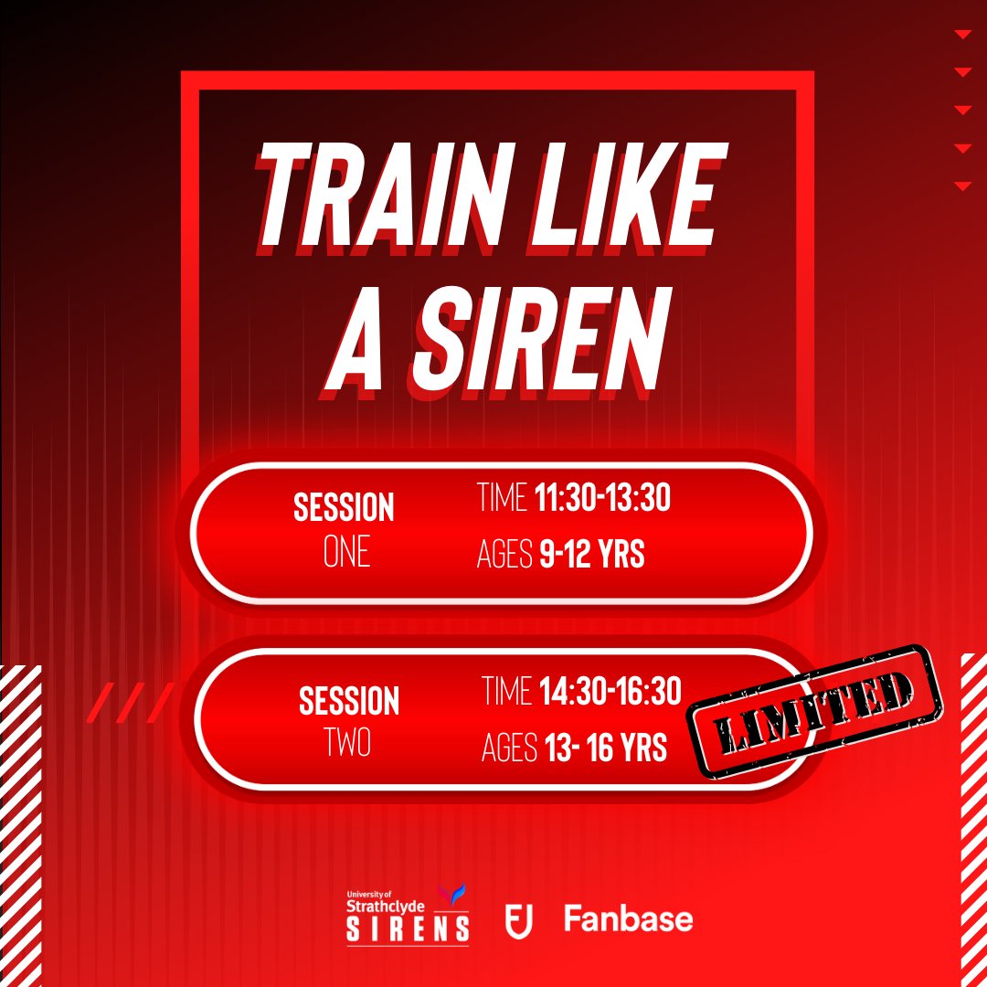 Have you signed up to our Train like a Siren event yet? 📍Edinburgh - St. George's Sports Hall 📆 Saturday 25th November ⏰ 11:30-13:30 (AGES 9-12) ⏰ 14:30-16:30 (AGES 13-16) Don't miss out! Sign up here - ow.ly/xqOz50Q74cL
