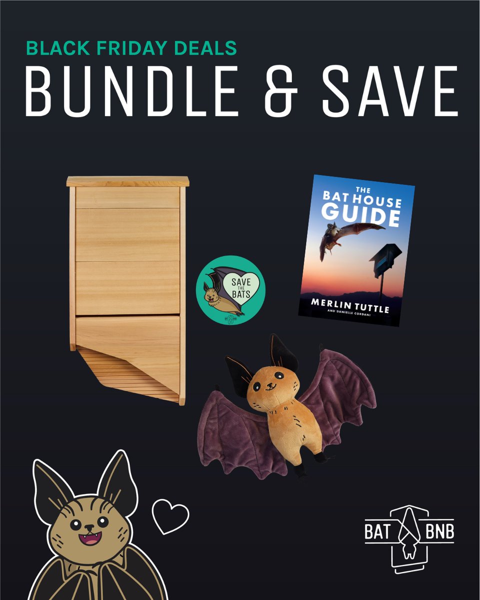 thebatbnb's tweet photo. 🦇 Black Friday Sale Alert! Biggest savings of the year.⁠
⁠
BOGOs and Bundles!⁠
⁠
Support wildlife, and make a positive impact. Shop our batty bundles, birding basics, and more.🌟 Feel good, do good - Shop now and join the BatBnB community.⁠

https://t.co/h2KKU4gIUC https://t.co/pth1t7cBPS