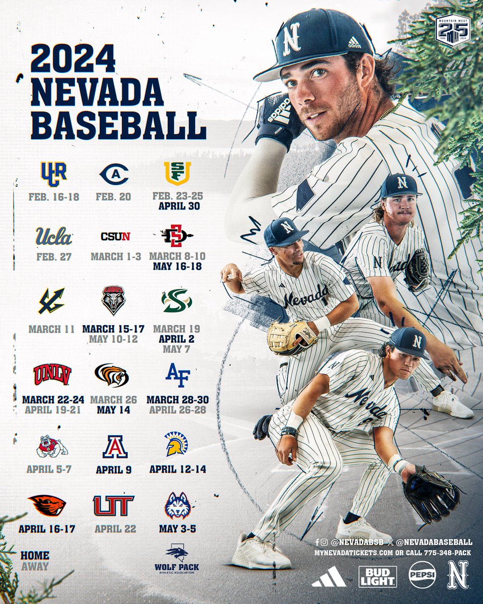 𝟐𝟎𝟐𝟒 𝐒𝐂𝐇𝐄𝐃𝐔𝐋𝐄 ⚾️ season will be here quick! Buy or renew your season tickets now for Nevada’s 24-game home slate! 🗓️ nevadawolfpack.com/sports/basebal… 🎟️ MyNevadaTickets.com #BattleBorn