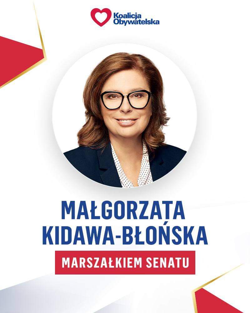 Małgorzata Kidawa-Błońska głosami prodemokratycznej większości w #SenatRP została wybrana na nową Marszałkinię Senatu!!! 💪✌️💪✌️💪✌️💪 Najserdeczniejsze gratulacje!!! ❤️❤️❤️❤️❤️❤️ 
W silnych i walecznych kobietach moc naszej prodemokratycznej większości w parlamencie!!!