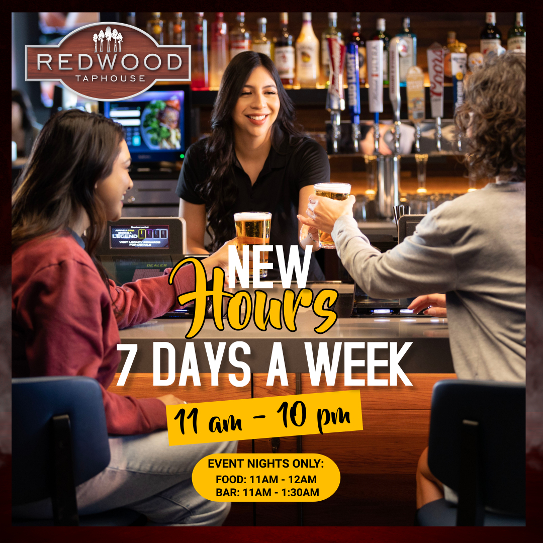 Exciting news! New hours for the River Steakhouse and the Redwood Taphouse are here. Check out our updated schedules and plan your next visit accordingly! 

#ThePeoplesCasino #EagleMountainCasino #ThePlaceToBe #DineWithUs #RiverSteakhouse #RedwoodTaphouse #NewHours #DiningHours