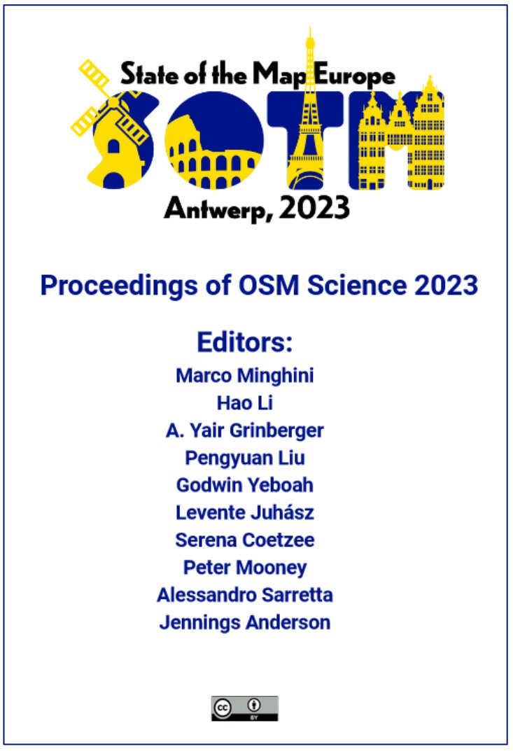 A very successful 6th edition of the <a href="/sotm/">State of the Map</a> Academic Track 🎓, renamed OSM Science &amp; dedicated to #research applications of #openstreetmap, happened yesterday at #SotMEU with 8 talks &amp; 9 lighting talks.

The Proceedings are being finalised &amp; will be published soon. Stay tuned 🌍😉