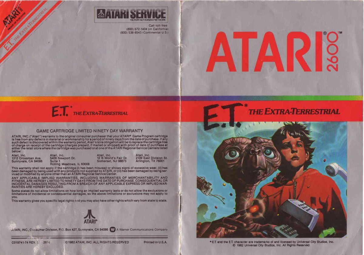 Look, we can't make the E.T. game fun...or even playable...but we can appreciate the manual artwork from 1982, one of &gt;3 million manuals in our collection: archive.org/details/E.T._T…