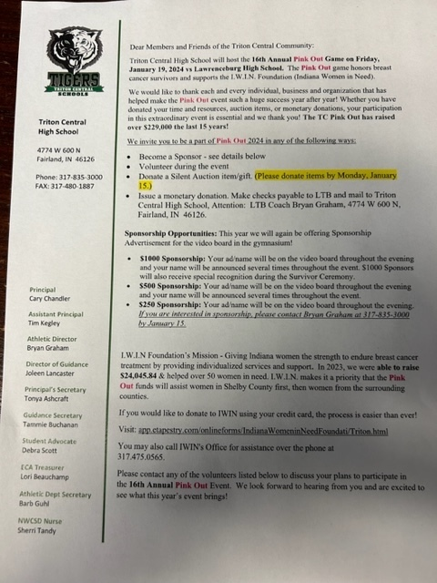 TCTIGERS's tweet photo. Pink-Out 2024 Info!!!!!!!! https://t.co/GbnbISHPma
