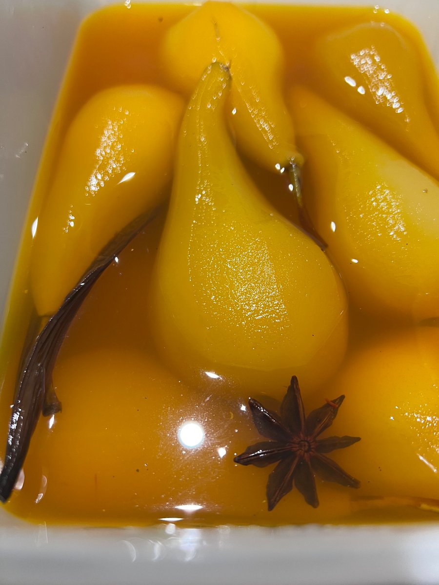 Saffron poached pears, for a new dessert this week…
