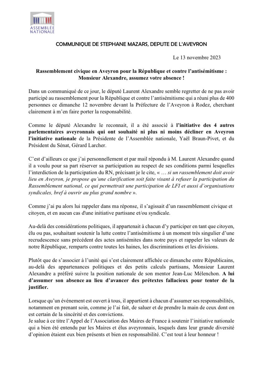 Ma réponse à 
<a href="/LauAlexandre12/">Laurent Alexandre</a> <a href="/CPAveyron/">CentrePresseAveyron</a>