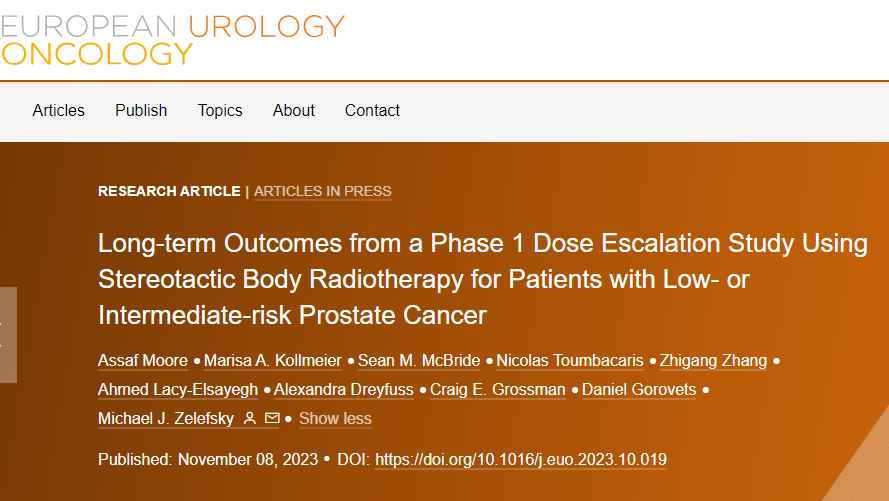 Long term results #prostateCancer #SBRT dose escalation: 8-yr PSA failure = 26% (32.5Gy), 15% (35Gy), 3.4% (37.5Gy), & 6.6% (40Gy) with survival free from late G≥2 toxicity 94% (GI tox) & 86% (GU tox) with late tox not associated w/ higher dose. #pcsm euoncology.europeanurology.com/article/S2588-…