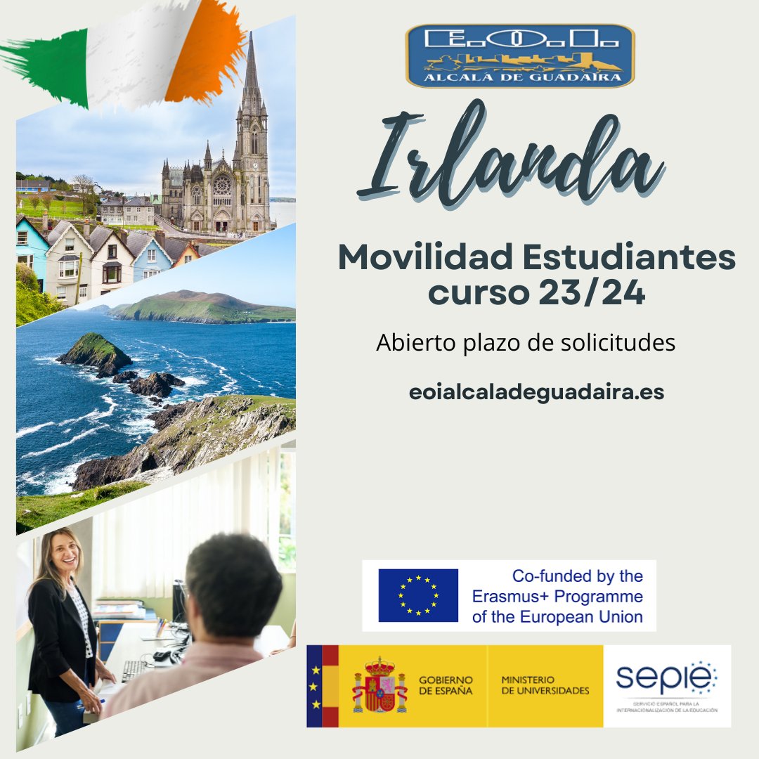 La EOI Alcalá de Guadaíra ha recibido la acreditación Erasmus + en el ámbito de las Personas Adultas para el período 2022-2027.

Abierto plazo para próxima movilidad estudiantes. 
Enlace al formulario de solicitud y criterios de baremación en nuestra web: 
eoialcaladeguadaira.es/erasmus-movili…