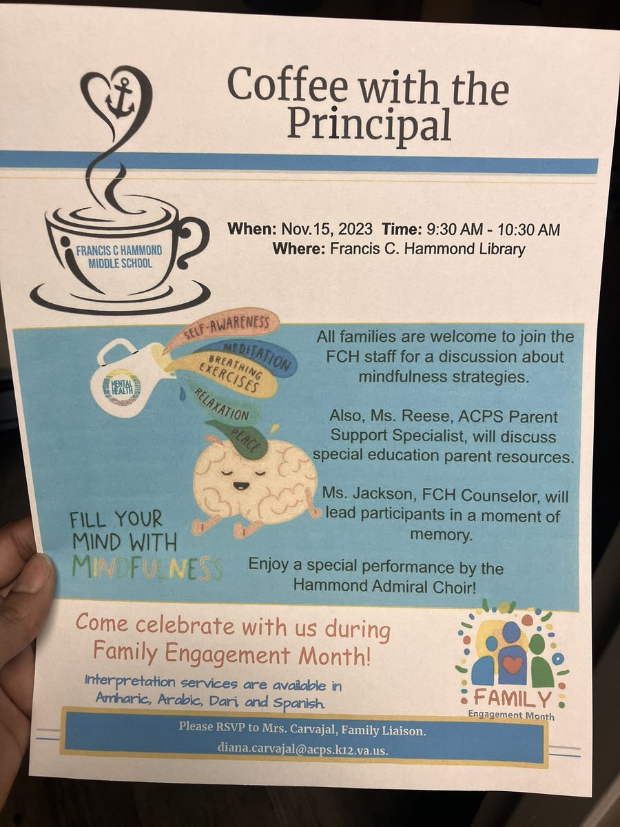 Coffee with the Principal this Wednesday at 9:30am!!