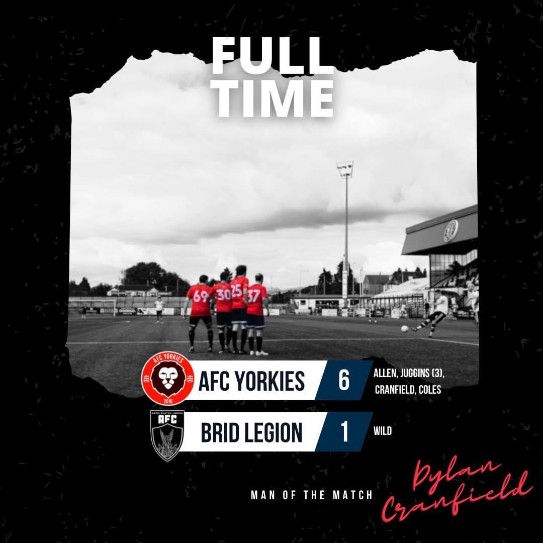 𝙁𝙐𝙇𝙇 𝙏𝙄𝙈𝙀 Our trip to Bridlington ends with a 6-1 win against Bridlington Legions AFC ⚽️ Some really good football from both teams, and a lot of tired legs towards the end! MOTM vote goes to debutant Dylan Cranfield, who terrorised the left hand side all game.